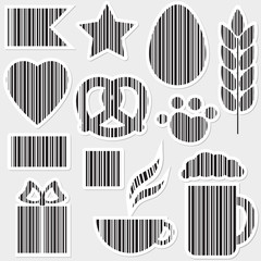 Vector set of barcodes in different shapes