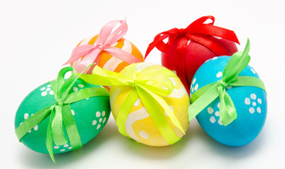 Colorful easter eggs isolated over white
