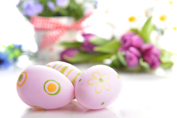 flowers and easter eggs