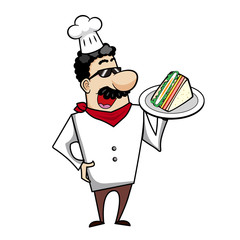 Cartoon Chef with Sandwich