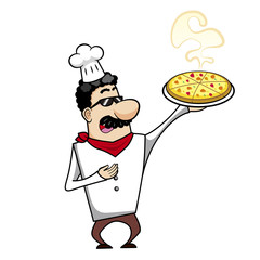Cartoon Chef with Pizza