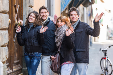 Some Friends in front of Home Main Entrance