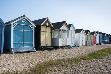 Obraz na płótnie Canvas Colorful Beach Huts w Southend on Sea, Essex, UK.