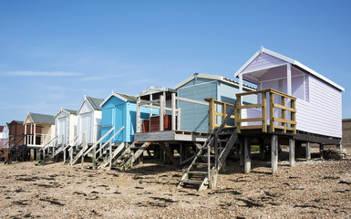 Fototapeta na wymiar Colorful Beach Huts w Southend on Sea, Essex, UK.