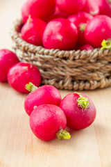 Radish in wicker basket