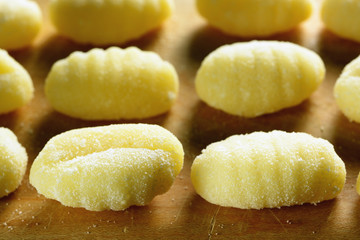 Homemade raw gnocchi, italian fresh pasta