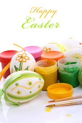 Painting colorful Easter eggs - obrazy, fototapety, plakaty