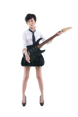 Fototapeta na wymiar Japoński dziewczyna z gitara elektryczna