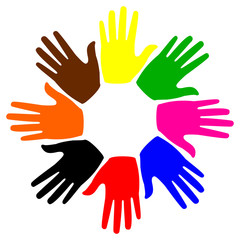 eight hands in a circle