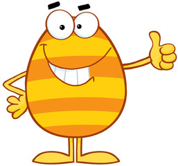 Smiling Colorful Easter Egg Showing Thumbs Up