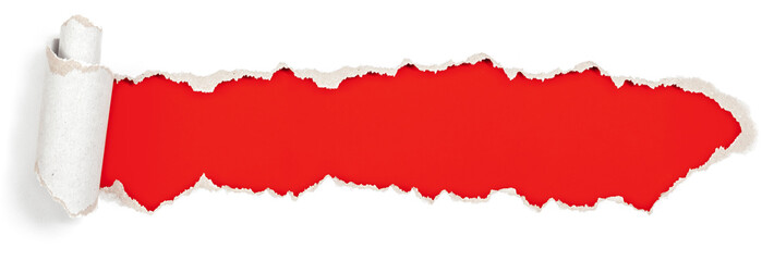 red header in torn paper hole - obrazy, fototapety, plakaty