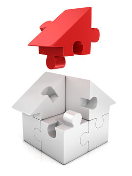 Jigsaw House 3d Illustration