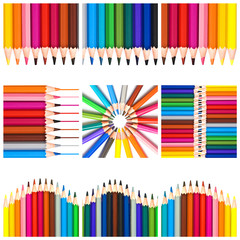 Collage carré crayons de couleurs