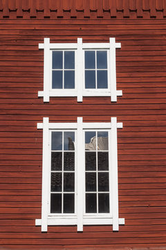 Window on a red house