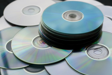 Fototapeta premium Pile of few compact discs cd