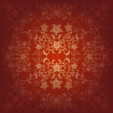 Background baroque vector with flowers