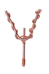 Twisted copper wire in the shape of the letter Y