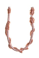 Fototapeta premium Twisted copper wire in the shape of the letter U