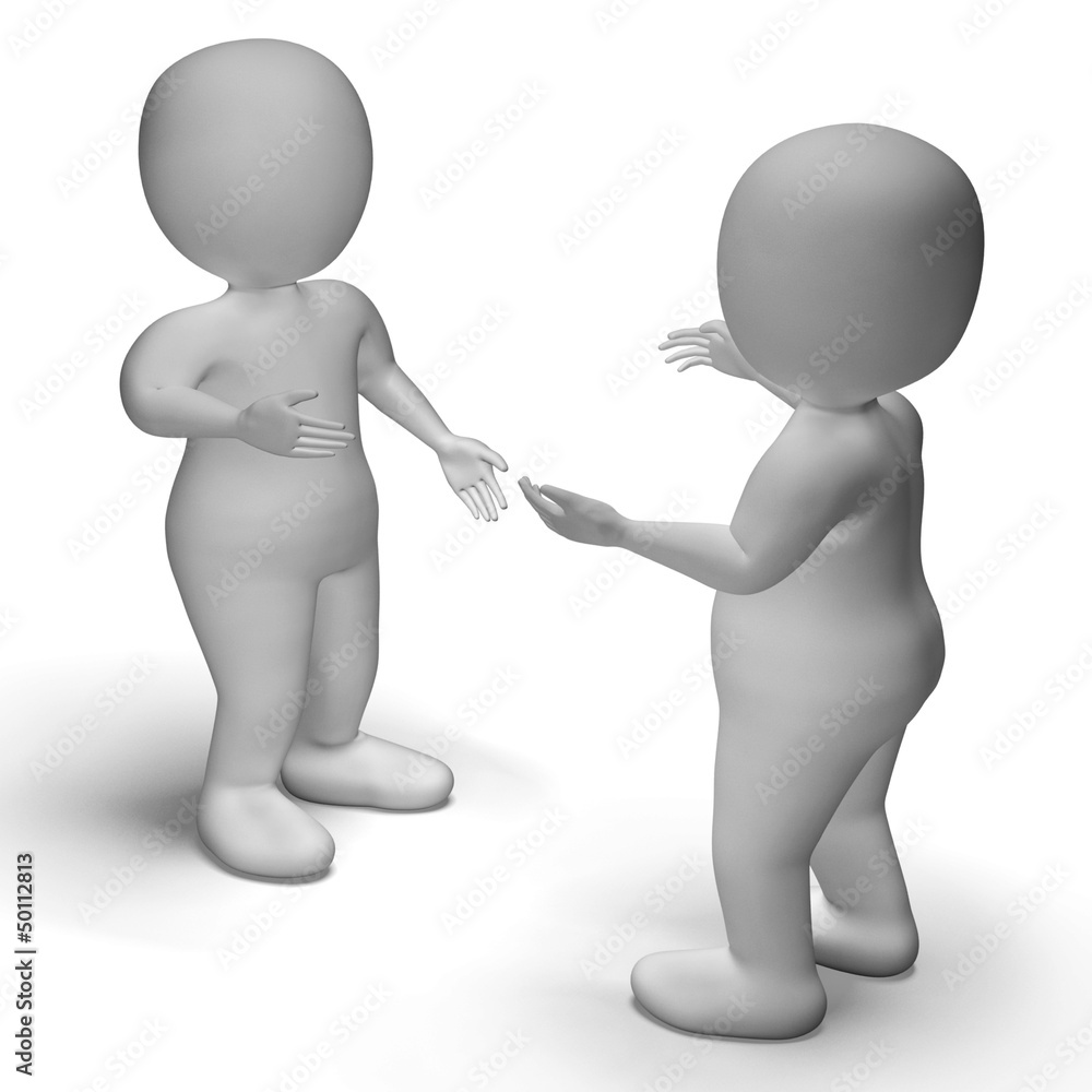 Poster conversation between two 3d characters shows communication