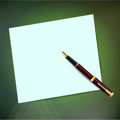 A sheet of paper with a pen with