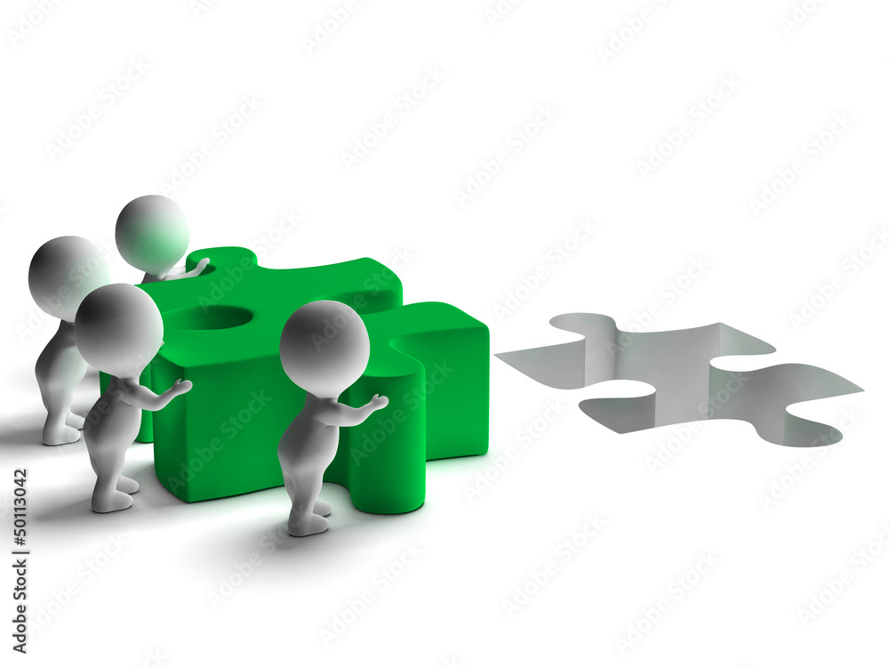 Poster completing jigsaw showing solving completing or achievement