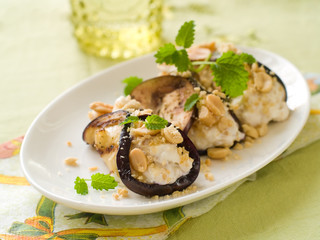 Eggplant (aubergine) rolls with cheese