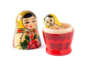ornate Russian dolls isolated on white background