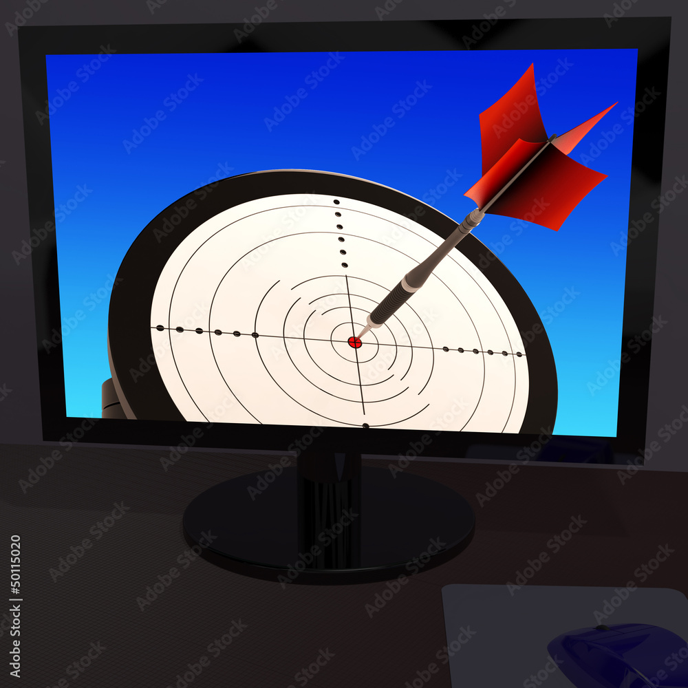 Poster arrow aiming on monitor showing performance