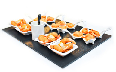 Assorted savoury snacks on festive table .Holiday Appetizers 
