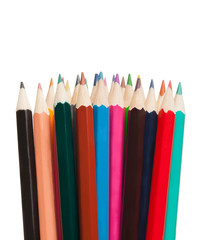 Art tools - color pencils on white background