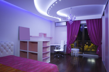 Interior of a modern purple room