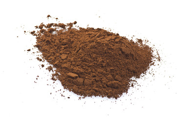 coffee powder close up on the white background