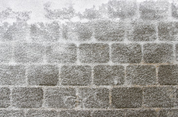 gray wall covered with snow