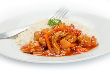 Schweinefleisch süß-sauer mit Reis