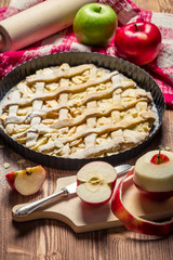 Apple pie with fresh chopped apples