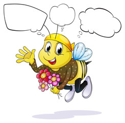 A bee with flowers thinking