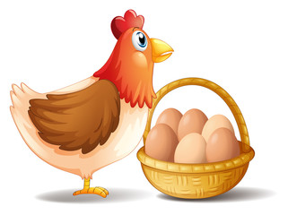 The mother hen and a basket of eggs