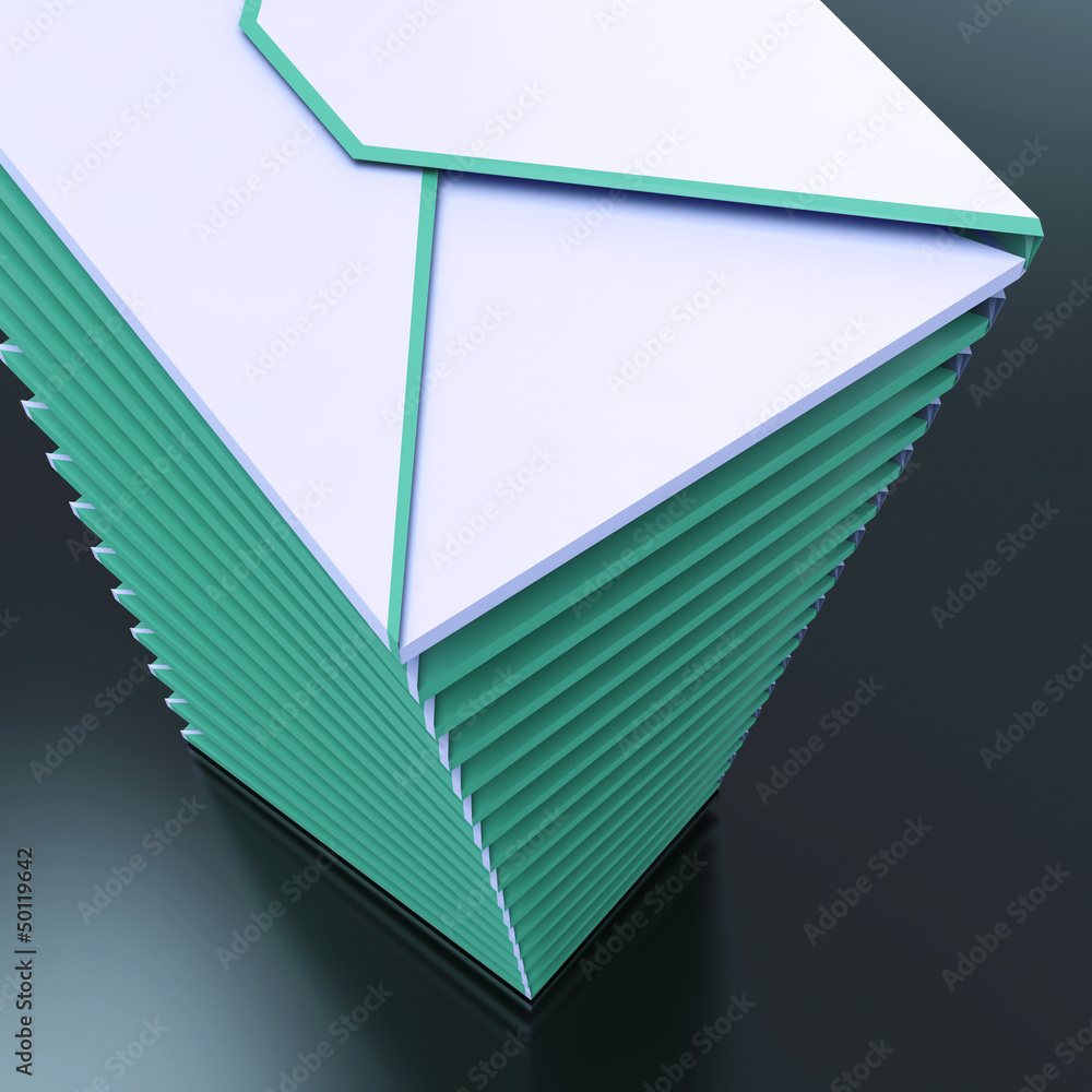 Aufkleber piled envelopes shows computer mail outbox communication