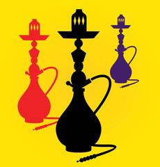 Vector illustration of different colors hookahs