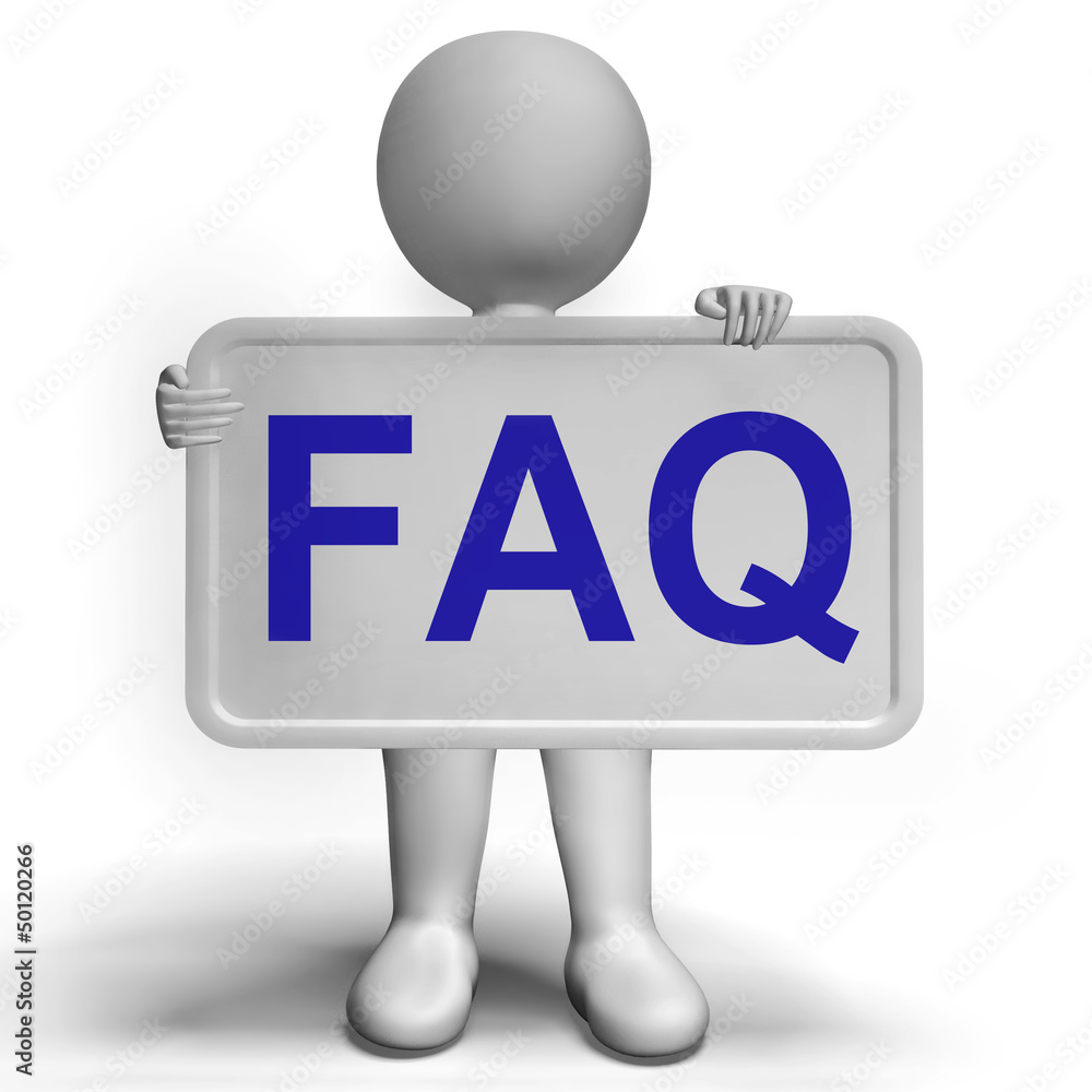 Poster faq signboard as symbol for information or assisting