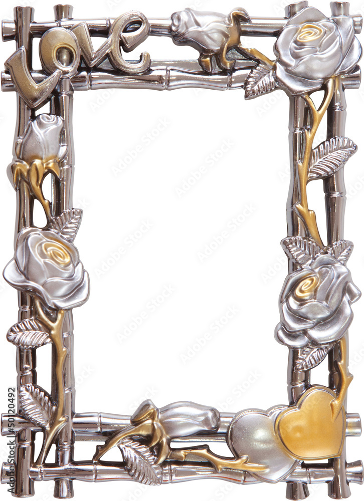 Sticker flower silver and gold frame