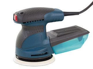 Electric sandpaper tool for home handyman use, isolated over whi