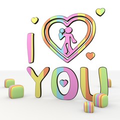 cute colorful I love you 3d icon