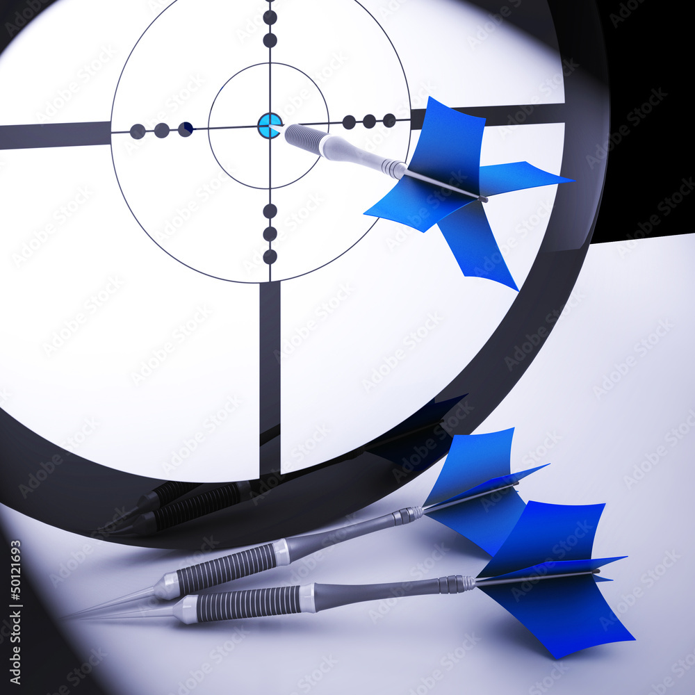 Poster dart target means perfect skill winning performance