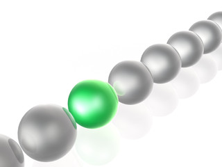 Green and grey spheres