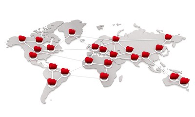 Isolated international map folder digital network