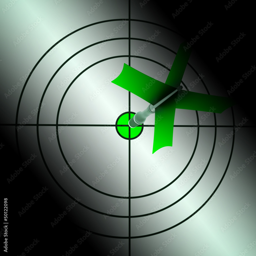 Poster arrow aiming on dartboard showing targeting perfection