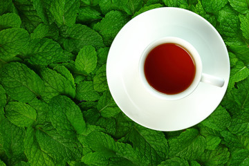 Tea and mint leaves.