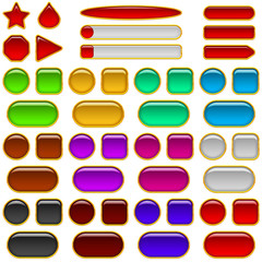 Glass buttons of various colors, set
