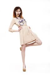 Avant-garde. Futuristic Brunette Mod in Spectacles. High Fashion